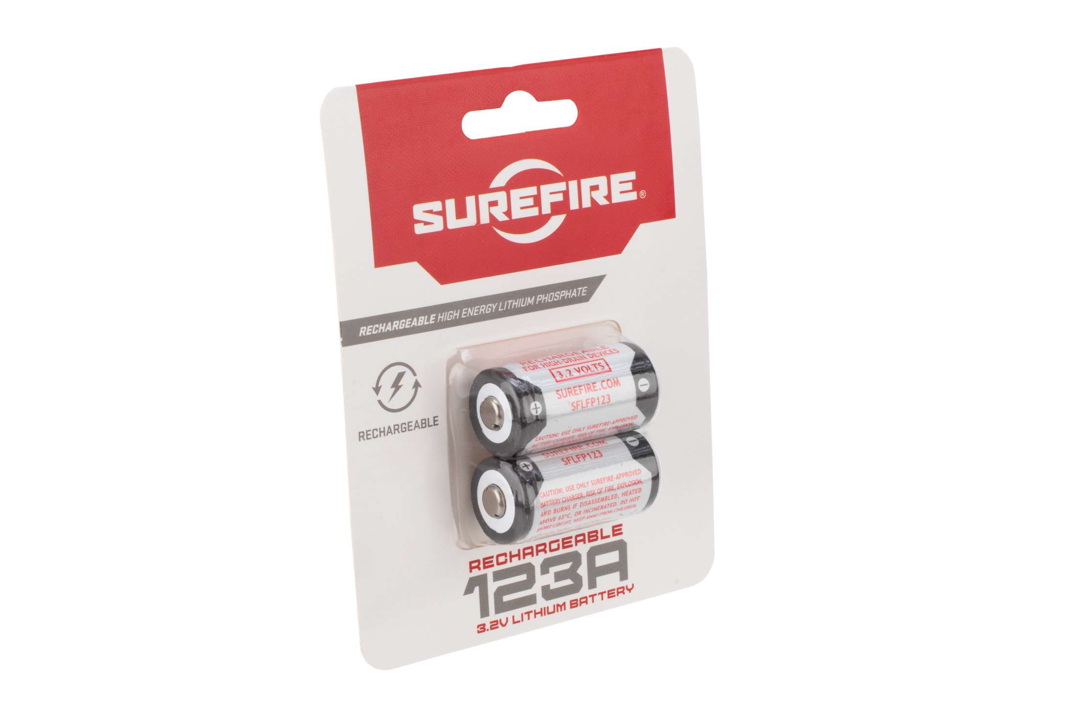 SureFire SFLFP123 123A Batteries  White/Black 3.2 Volts 450 mAh (2) Single Pack Rechargeable